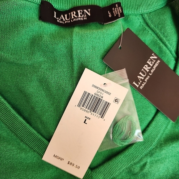 Ralph Lauren Sweaters - NWT Ralph Lauren silk mix long sleeves sweater. Size L. Green.